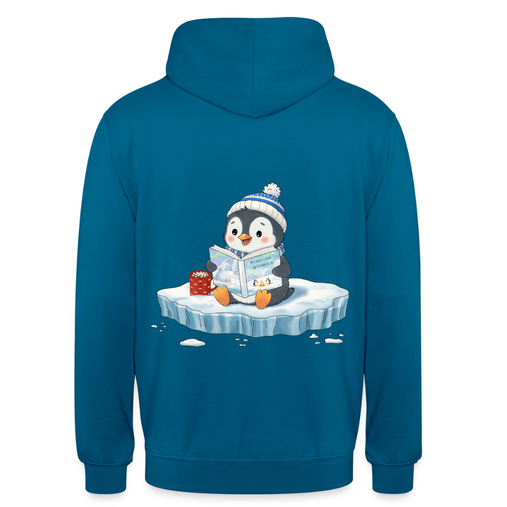 cozy.pinguin.stories.unisex.hoodie - Tiefseeblau