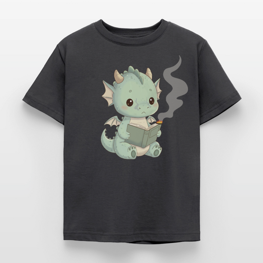 Kleiner.Bücherdrache.Kinder.T-Shirt - Dunkelgrau