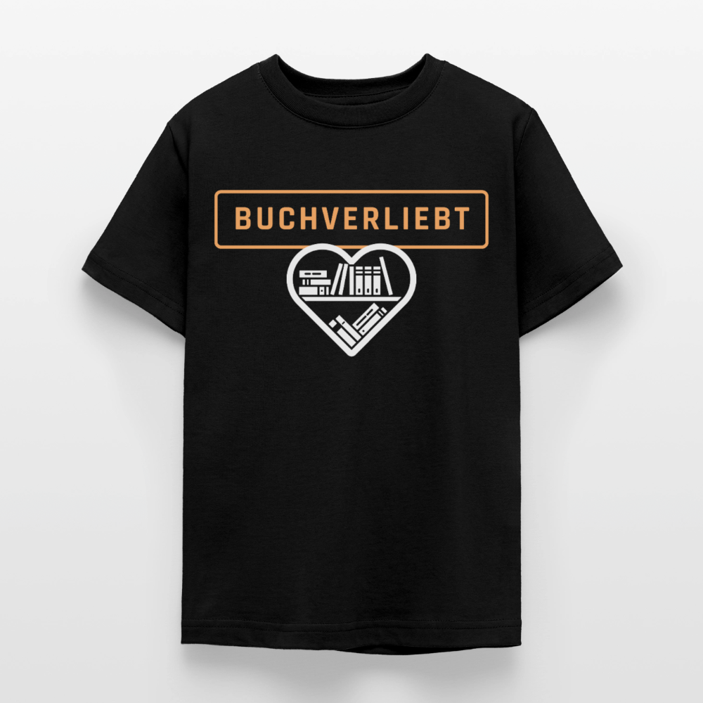 buchverliebt-teenager-kinder-t-shirt - Schwarz