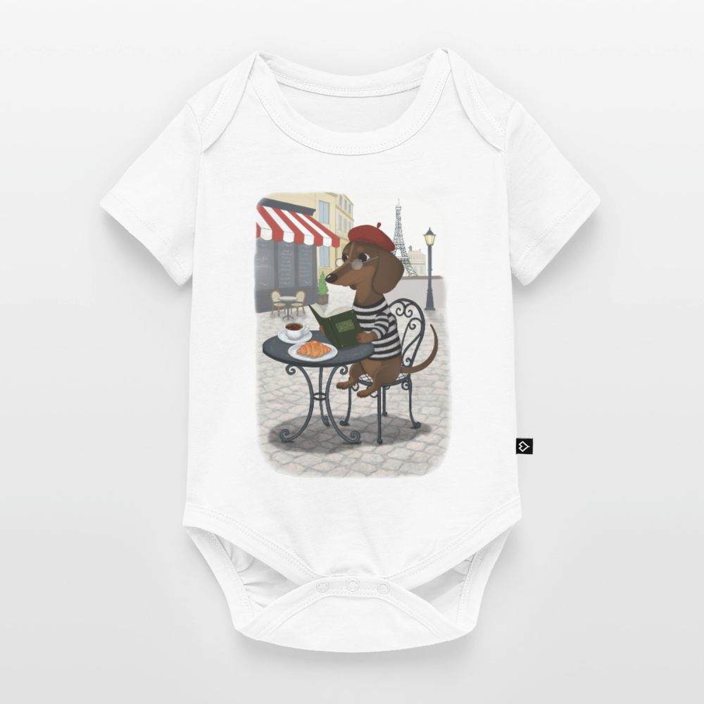 Dackel in Paris – Très Pawfect | Baby Bio-Body - Weiß