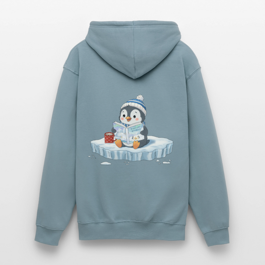 cozy.pinguin.stories.unisex.hoodie - Nebelblau