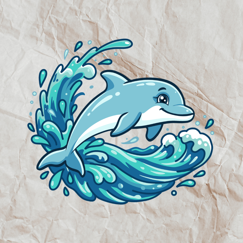 Kleiner Delfin - große Welle