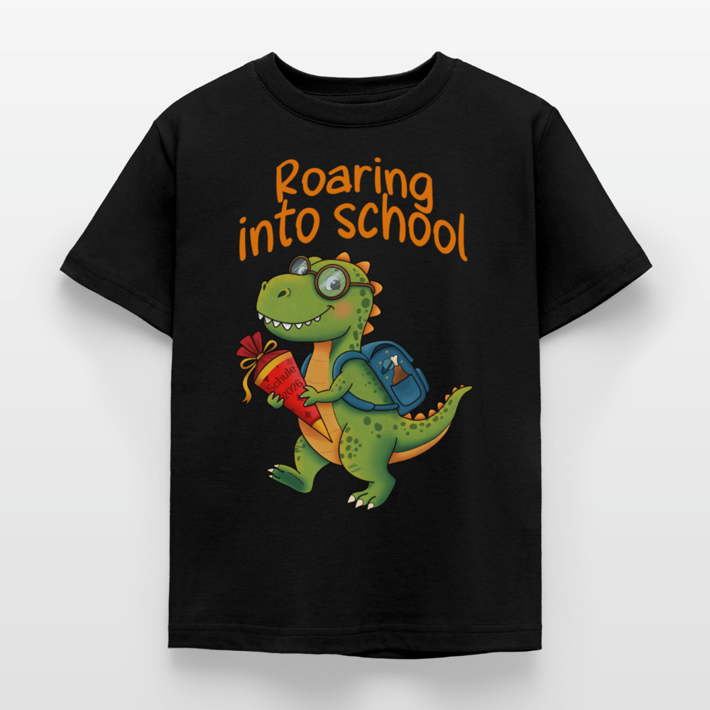 roaring-into-shool-kinder-t-shirt - Schwarz
