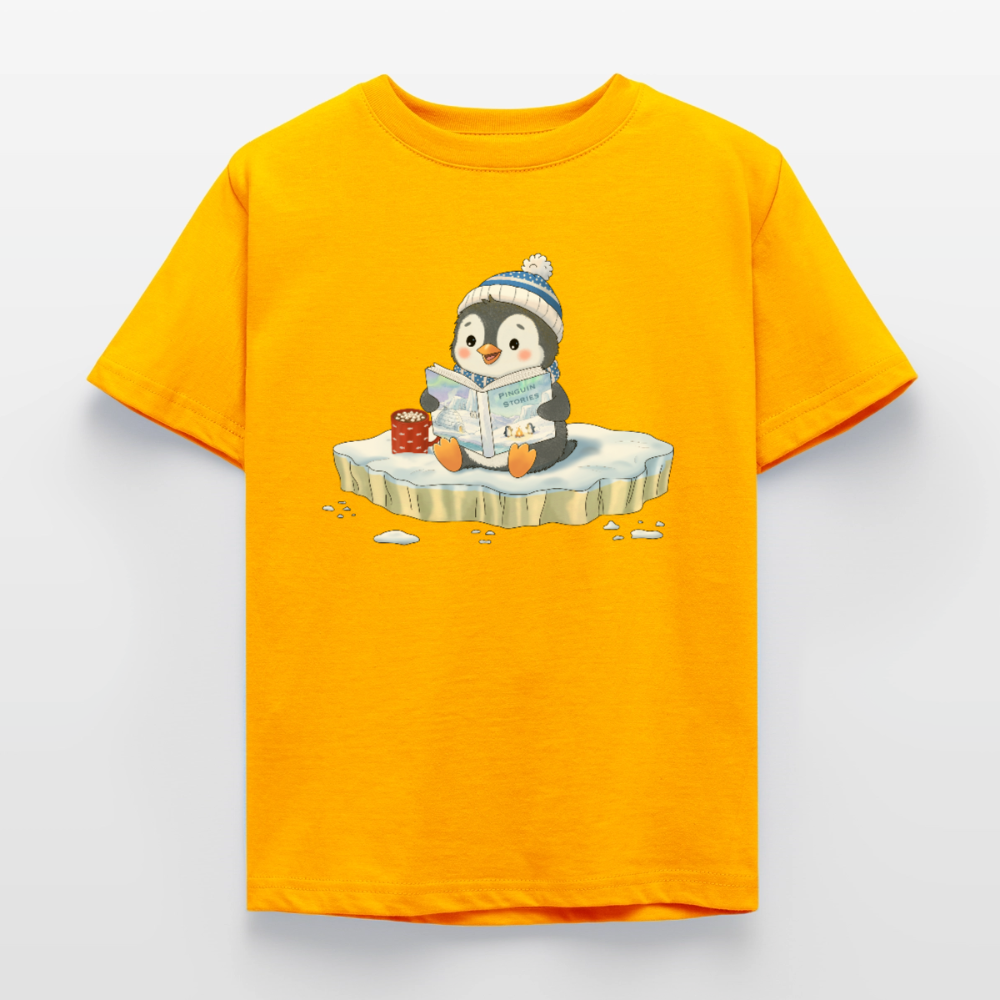 Cozy.Pinguin.Stories.Kinder.T-Shirt - Gold