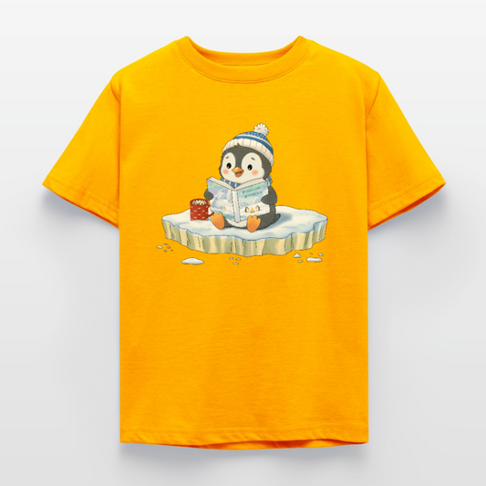 Cozy.Pinguin.Stories.Kinder.T-Shirt - Gold