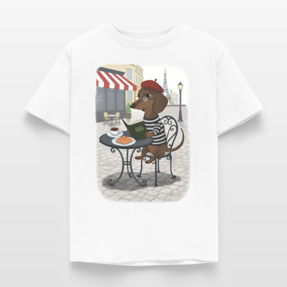 dackel-in-paris.tres.pawfect.kinder.t-shirt - Weiß