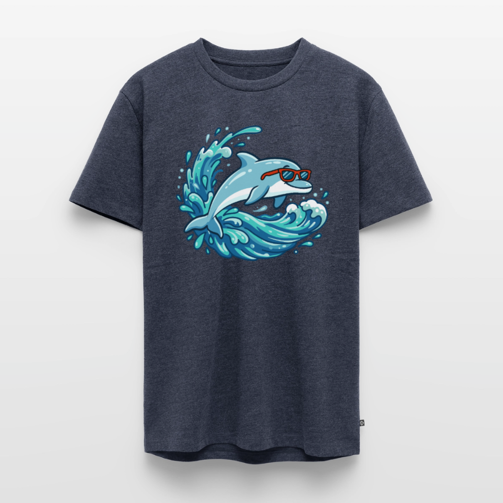 kleiner-delfin-grosse-welle-maenner-shirt-premium-super-cool - Jeansblau 