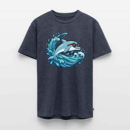 kleiner-delfin-grosse-welle-maenner-shirt-premium-super-cool - Jeansblau 