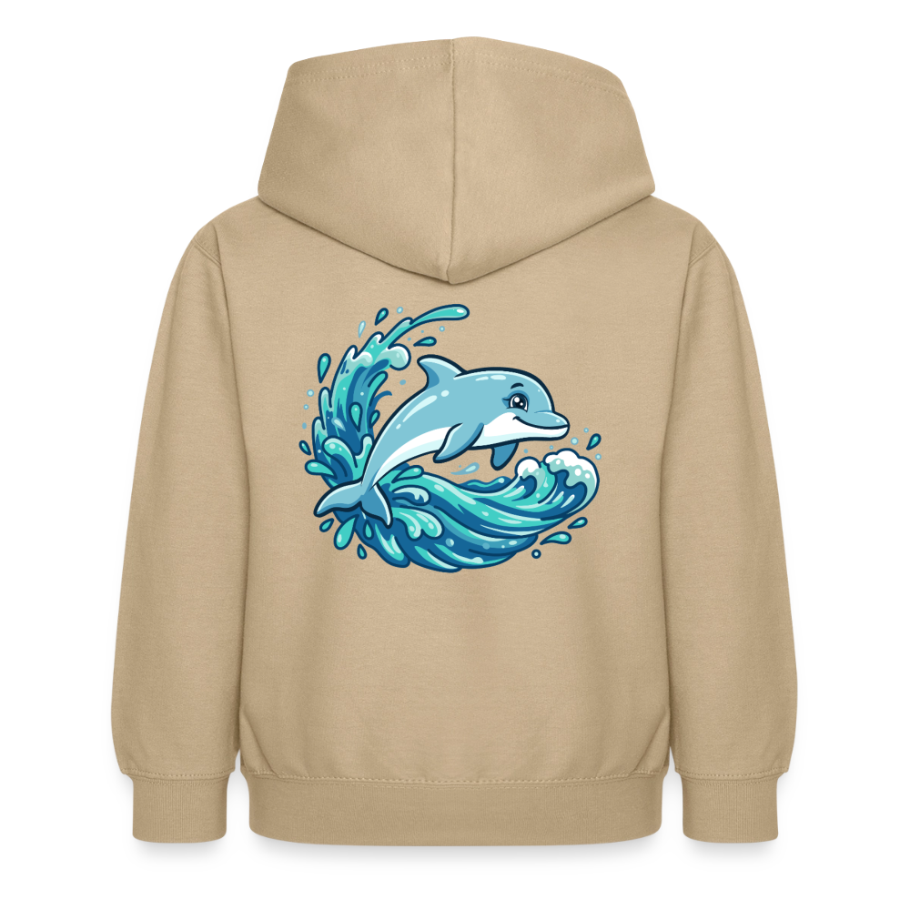 Kleiner.Delfin .große.Welle.kinder.hoodie - Sand
