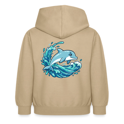 Kleiner.Delfin .große.Welle.kinder.hoodie - Sand
