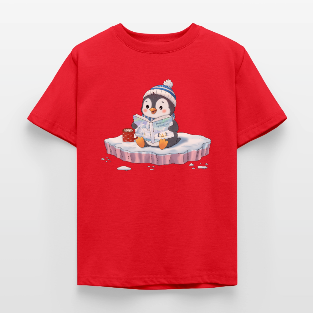 Cozy.Pinguin.Stories.Kinder.T-Shirt - Rot