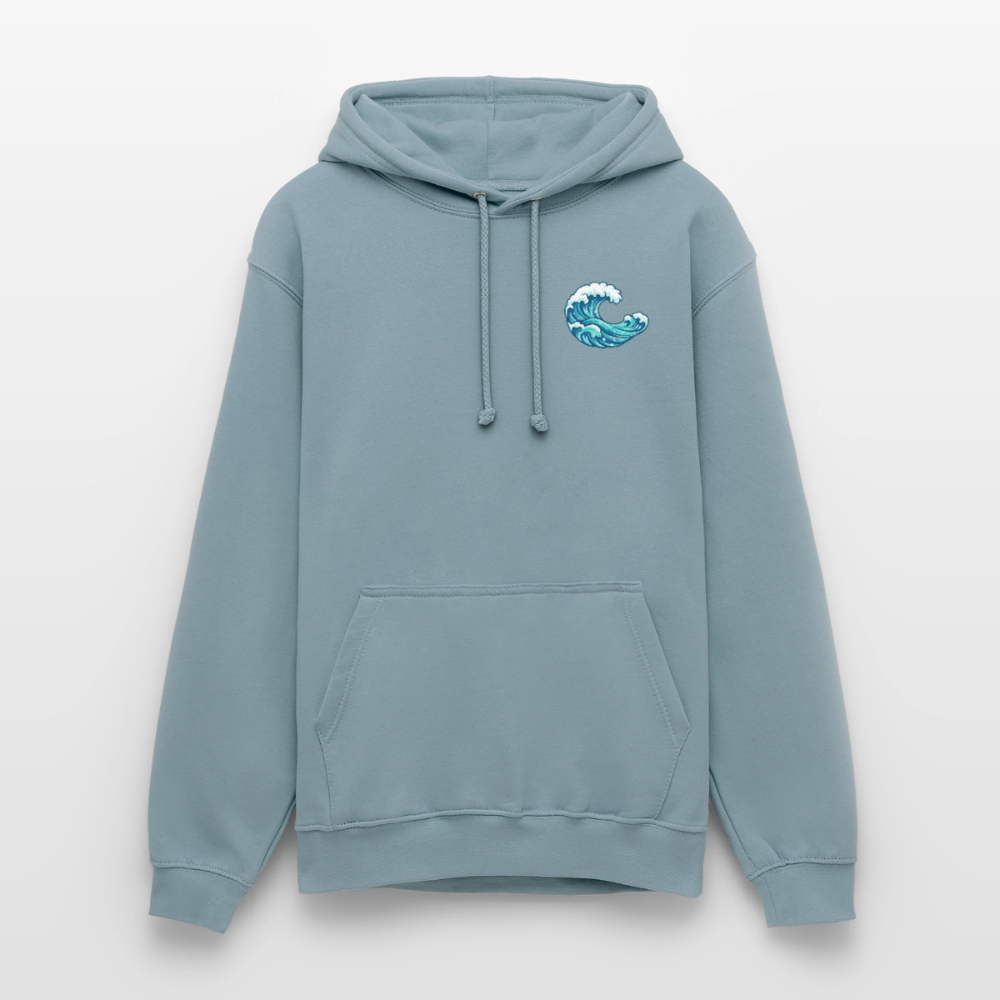 Kleiner.Delfin .große.Welle.unisex.hoodie - Nebelblau