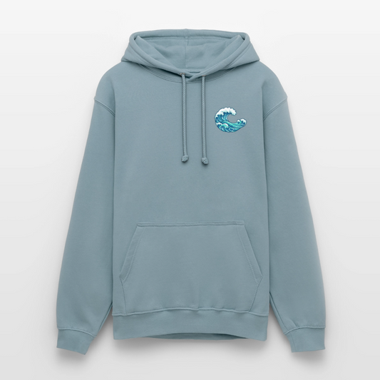 Kleiner.Delfin .große.Welle.unisex.hoodie - Nebelblau