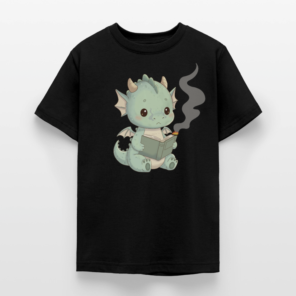 kleiner-bucherdrache-teenager-t-shirt - Schwarz