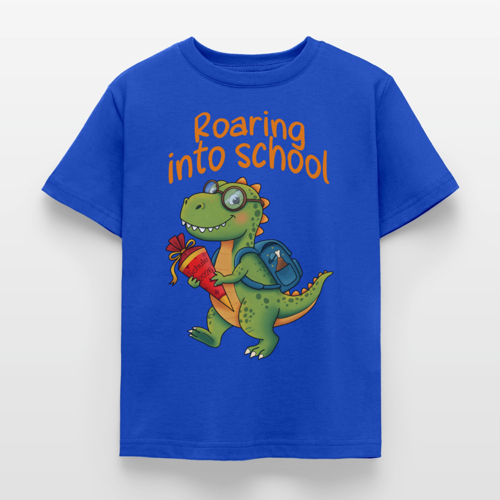 roaring-into-shool-kinder-t-shirt - Royalblau