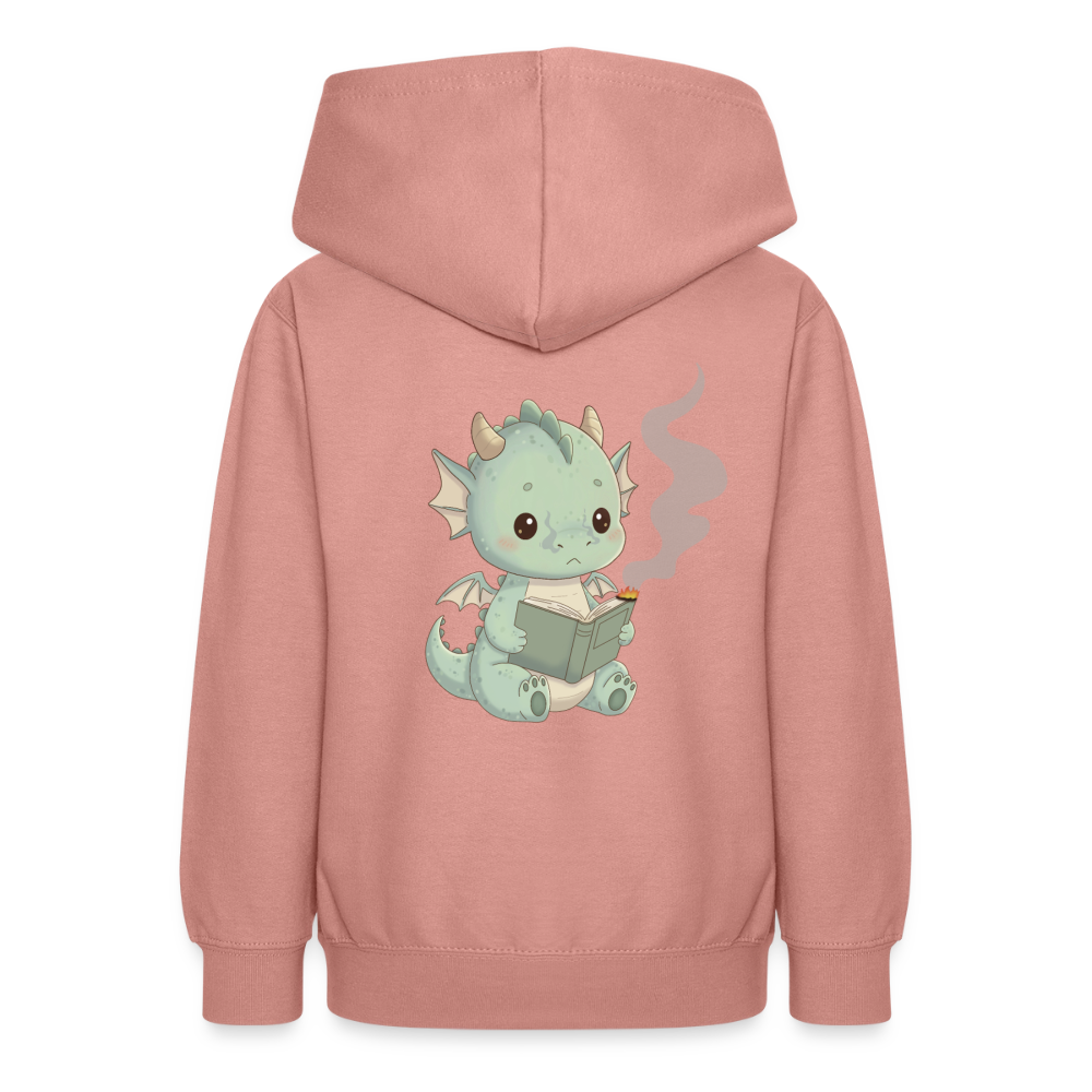 Kleiner.buecherdrache.teenager.hoodie - Altrosa