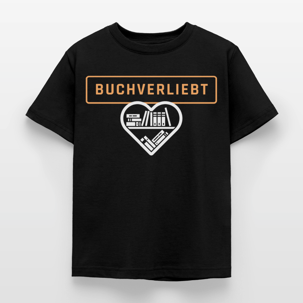 buchverliebt-kinder-t-shirt - Schwarz