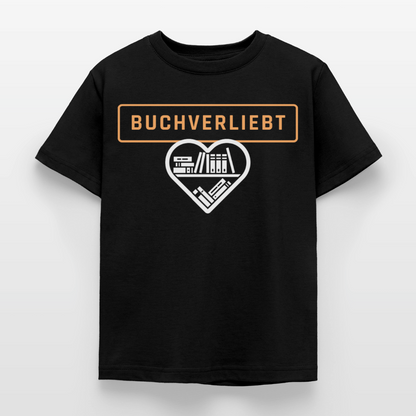 buchverliebt-kinder-t-shirt - Schwarz
