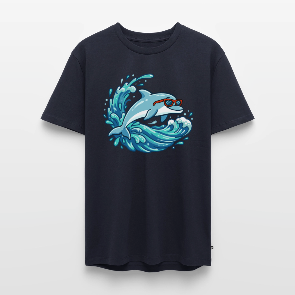 kleiner-delfin-grosse-welle-maenner-shirt-premium-super-cool - Navy