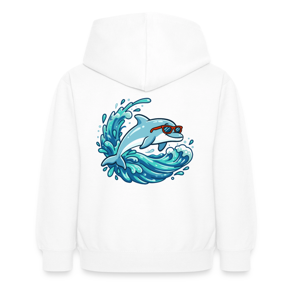Kleiner.Delfin .große.Welle.supercool.kinder.hoodie - Weiß