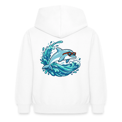 Kleiner.Delfin .große.Welle.supercool.kinder.hoodie - Weiß