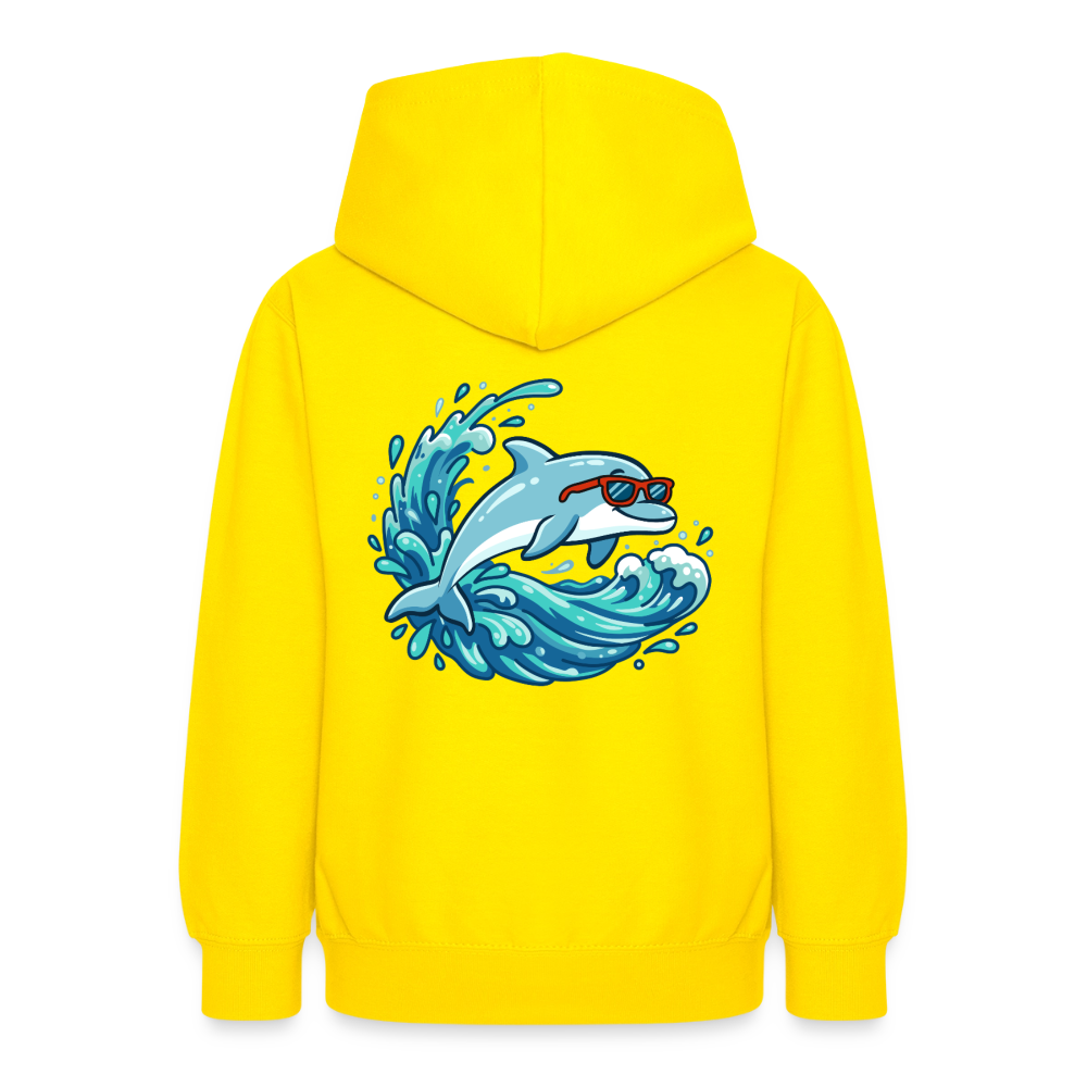 Kleiner.Delfin .große.Welle.supercool.teenager.hoodie - Gelb