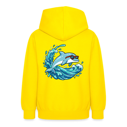 Kleiner.Delfin .große.Welle.supercool.teenager.hoodie - Gelb