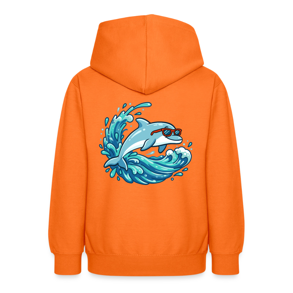 Kleiner.Delfin .große.Welle.supercool.teenager.hoodie - Orange