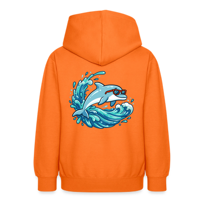 Kleiner.Delfin .große.Welle.supercool.teenager.hoodie - Orange