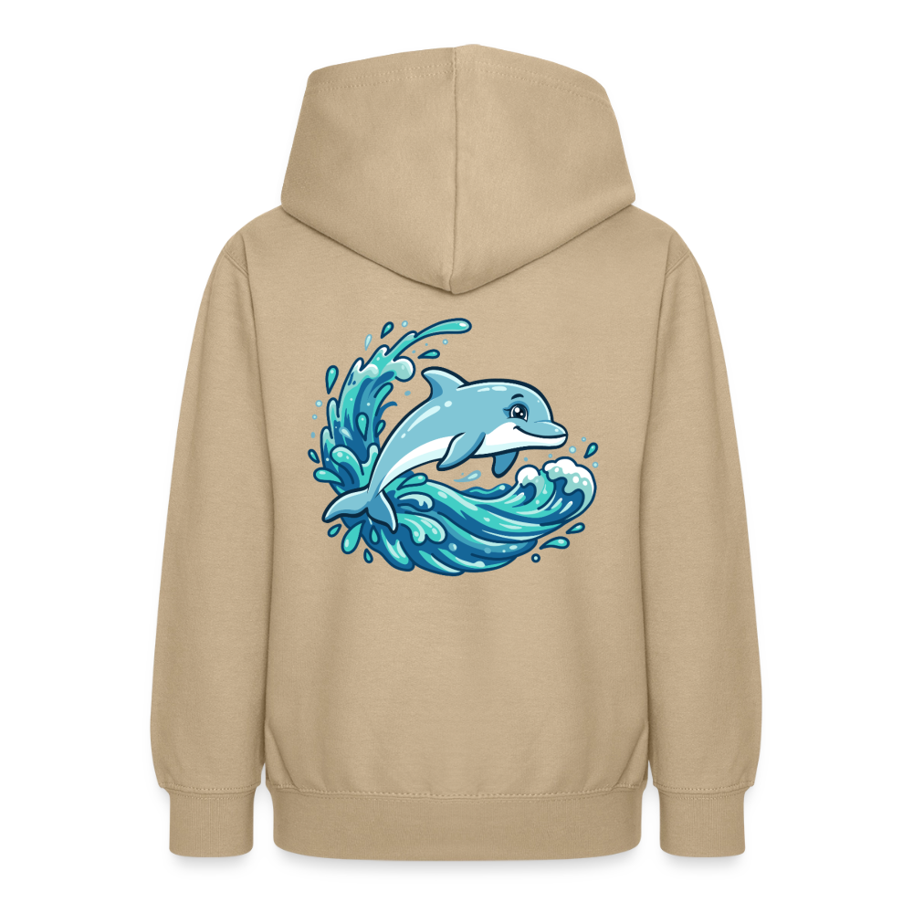 Kleiner.Delfin .große.Welle.teenager.hoodie - Sand