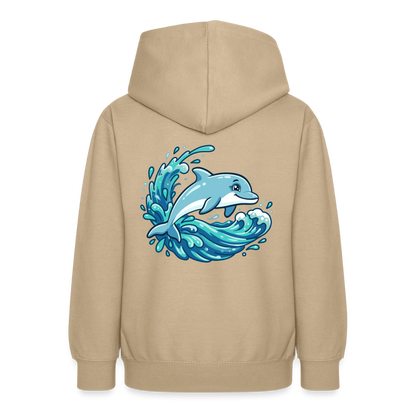 Kleiner.Delfin .große.Welle.teenager.hoodie - Sand