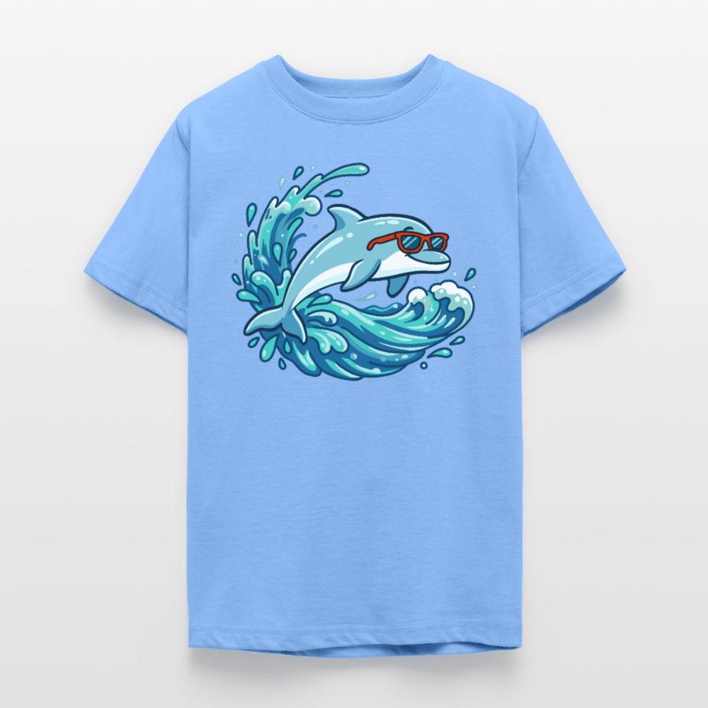 kleiner.delfin.grosse.welle.kinder.super.cool - Himmelblau
