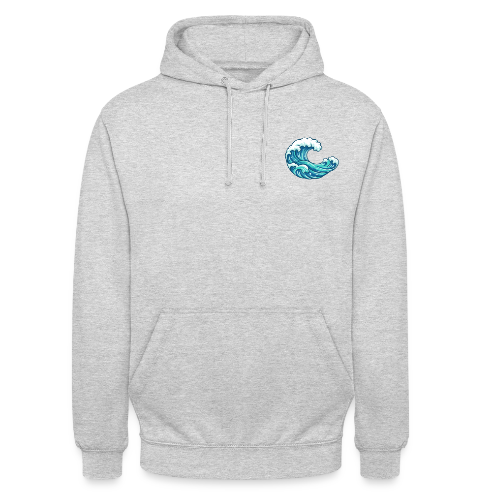 Kleiner.Delfin .große.Welle.supercool.unisex.hoodie - Hellgrau meliert