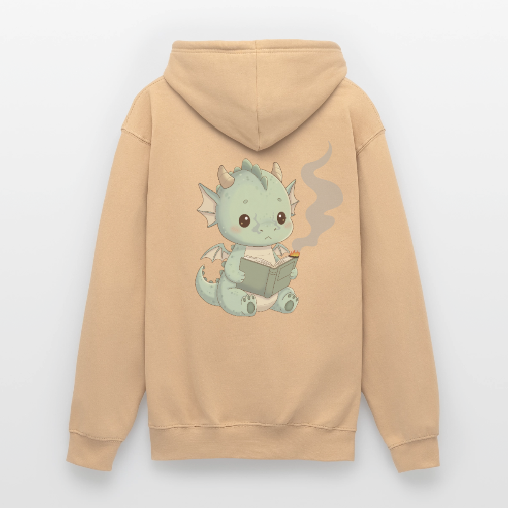 Kleiner.buecherdrache.unisex.hoodie - Pfirsich