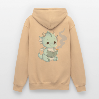 Kleiner.buecherdrache.unisex.hoodie - Pfirsich