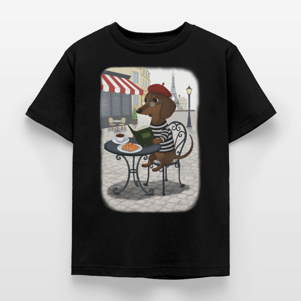 dackel-in-paris.tres.pawfect.kinder.t-shirt - Schwarz