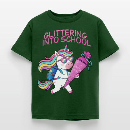 glittering-into-shool-kinder-t-shirt - Forstgrün 