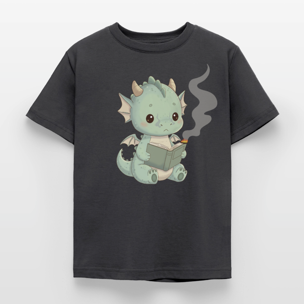 Kleiner.Bücherdrache.Kinder.T-Shirt - Dunkelgrau