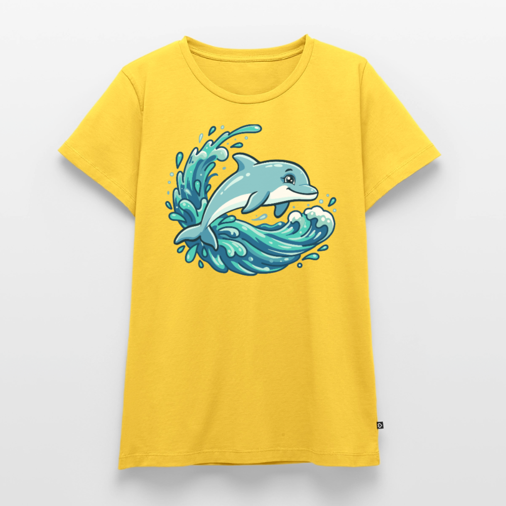 kleiner.delfin.grosse.welle.frauen.shirt.premium.standard - Sonnengelb