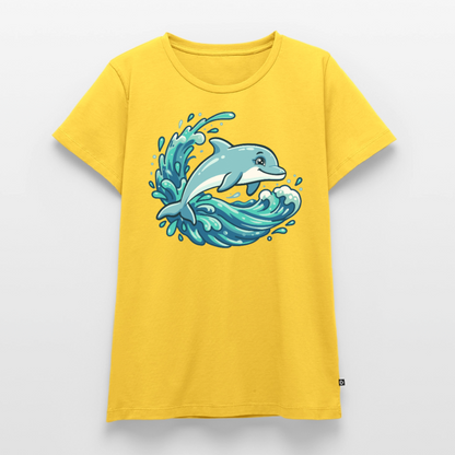 kleiner.delfin.grosse.welle.frauen.shirt.premium.standard - Sonnengelb