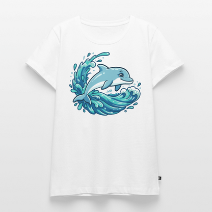 kleiner.delfin.grosse.welle.frauen.shirt.premium.standard - Weiß