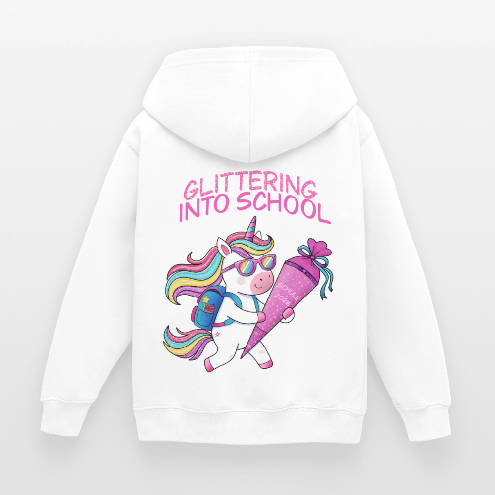 glittering-into-shool-kinder-hoodie - Weiß