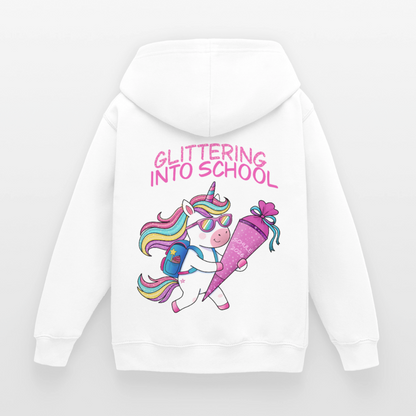 glittering-into-shool-kinder-hoodie - Weiß