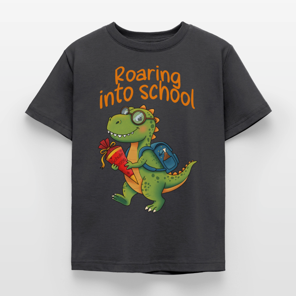 roaring-into-shool-kinder-t-shirt - Dunkelgrau