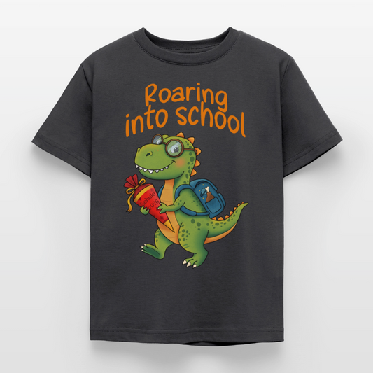 roaring-into-shool-kinder-t-shirt - Dunkelgrau