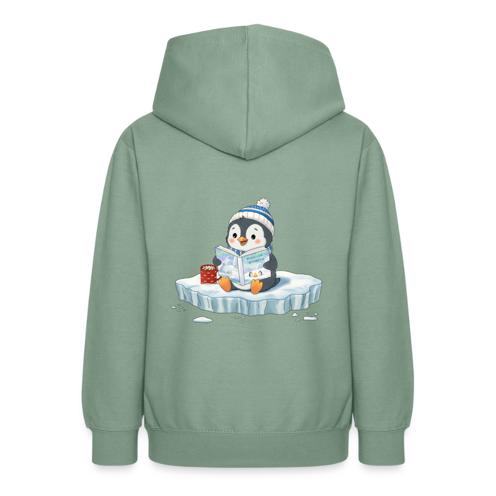 cozy.pinguin.stories.teenager.hoodie - Graugrün