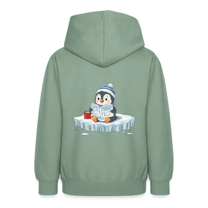 cozy.pinguin.stories.teenager.hoodie - Graugrün