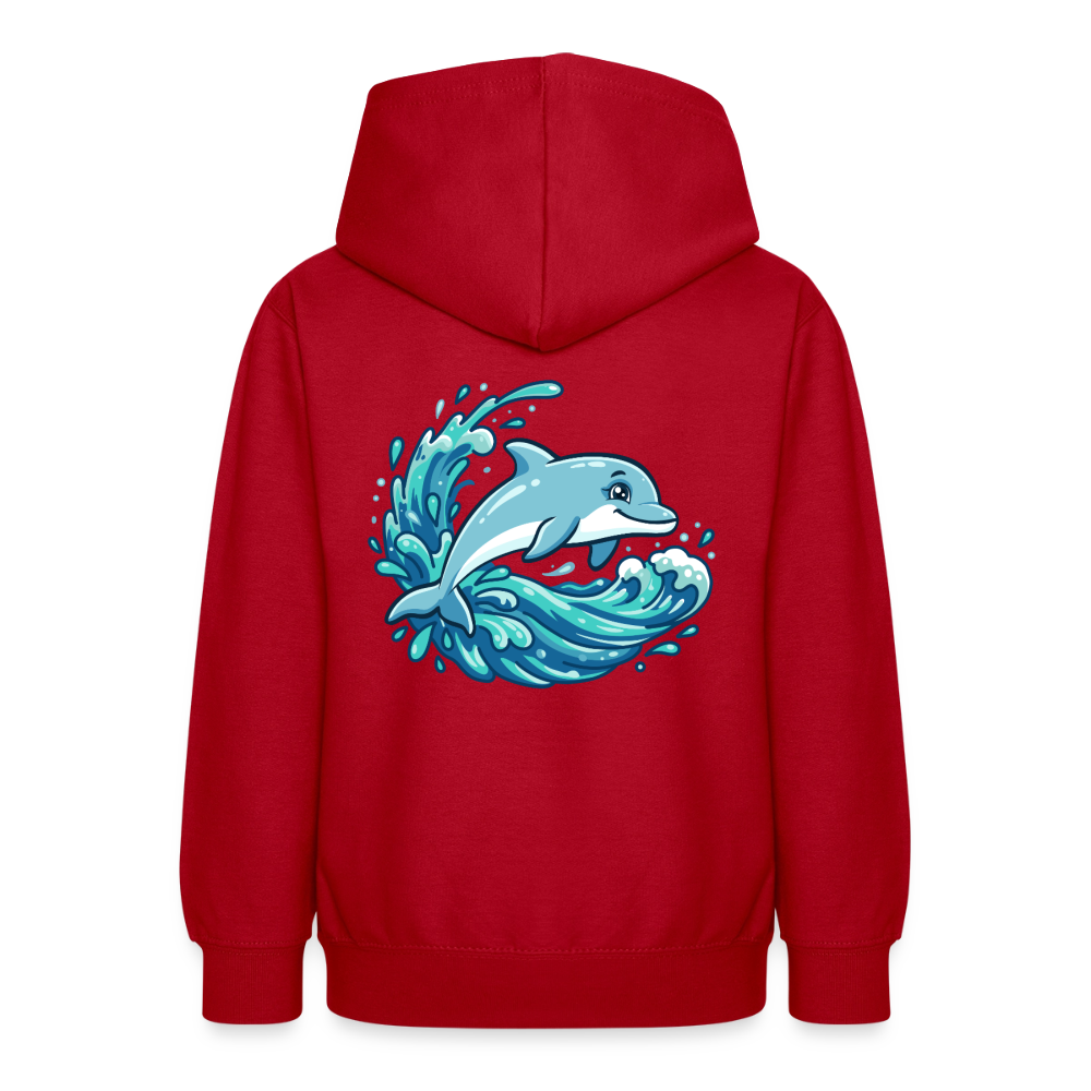 Kleiner.Delfin .große.Welle.teenager.hoodie - Rot