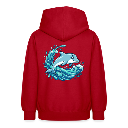 Kleiner.Delfin .große.Welle.teenager.hoodie - Rot