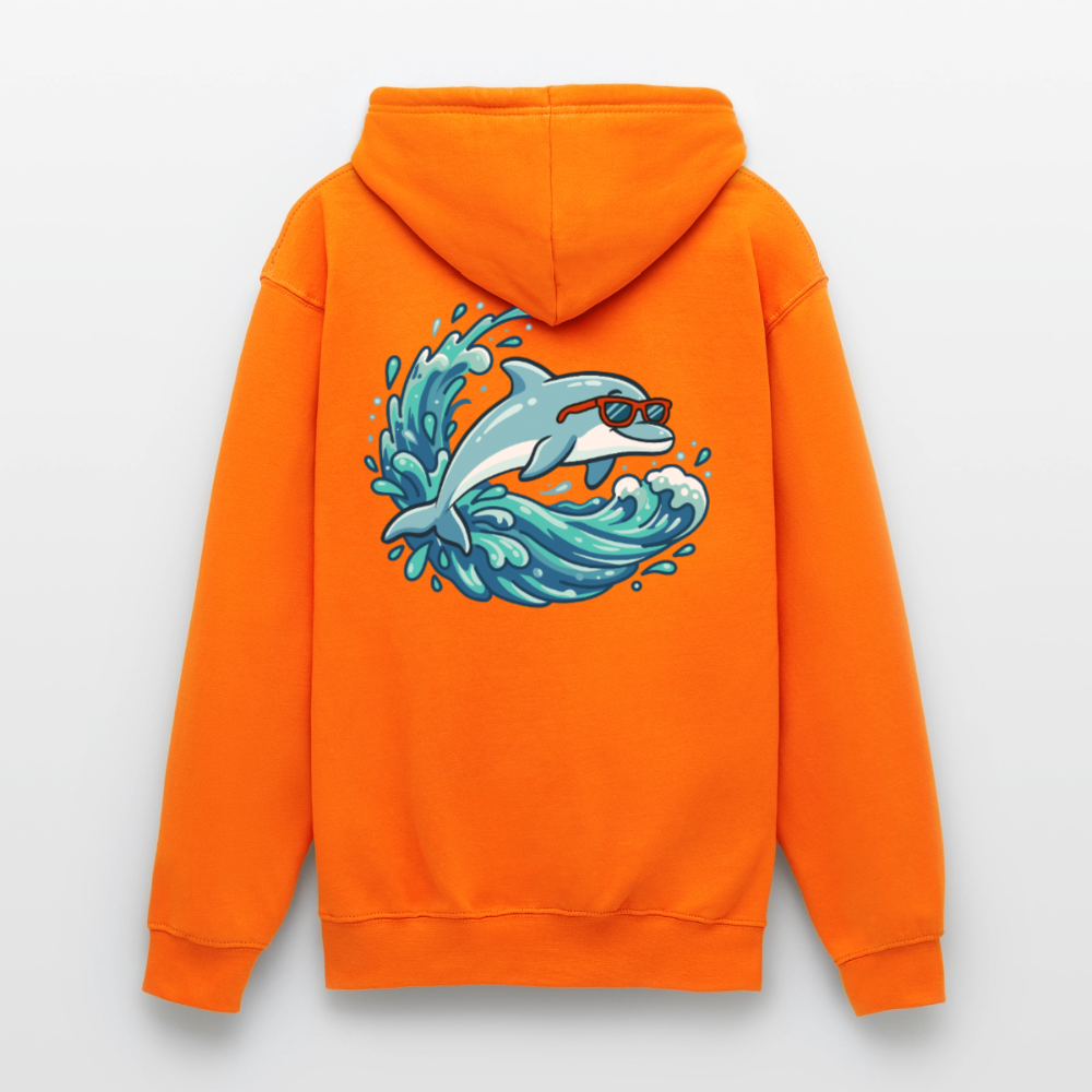 Kleiner.Delfin .große.Welle.supercool.unisex.hoodie - Orange